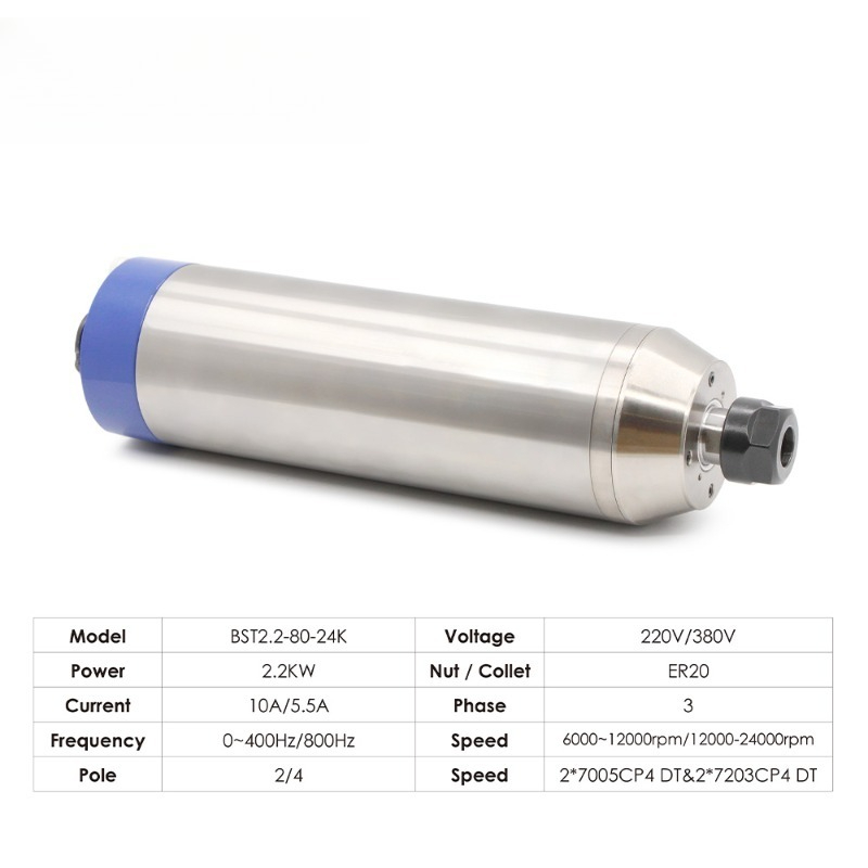 2.2kW ER20 D80 12000rpm/24000r – 2.2Kw Water Cooled Spindle Kit Vfd recenzja i cena